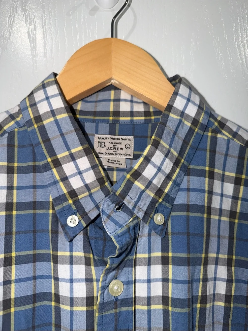 J. Crew Classic Blue Plaid Button-Down Shirt - Men 100% business casual large